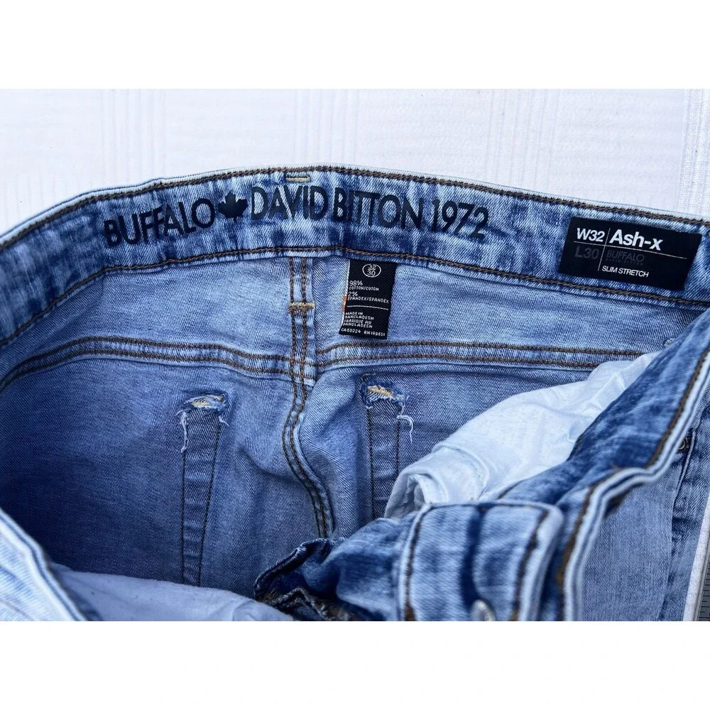 Buffalo David Bitton Ash-X Slim Stretch Jeans Men’s 32x30 Light Wash Denim